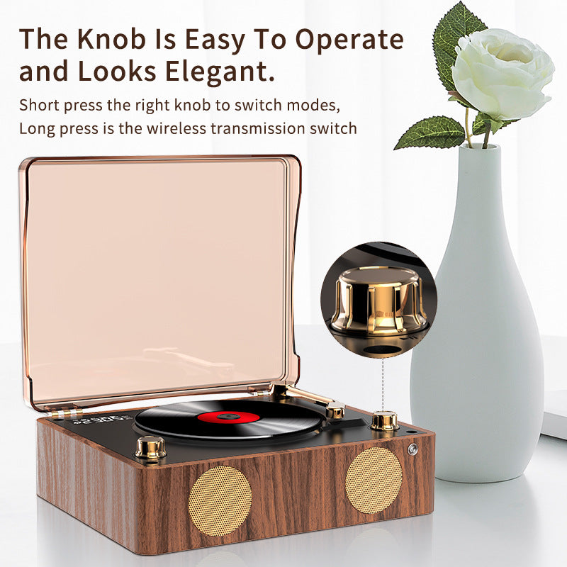 CD Player with Retro Style Turntable Bluetooth Speaker - USB Rechargeable