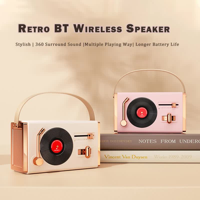 Retro Record Player Style Wireless Bluetooth Speaker - Blue