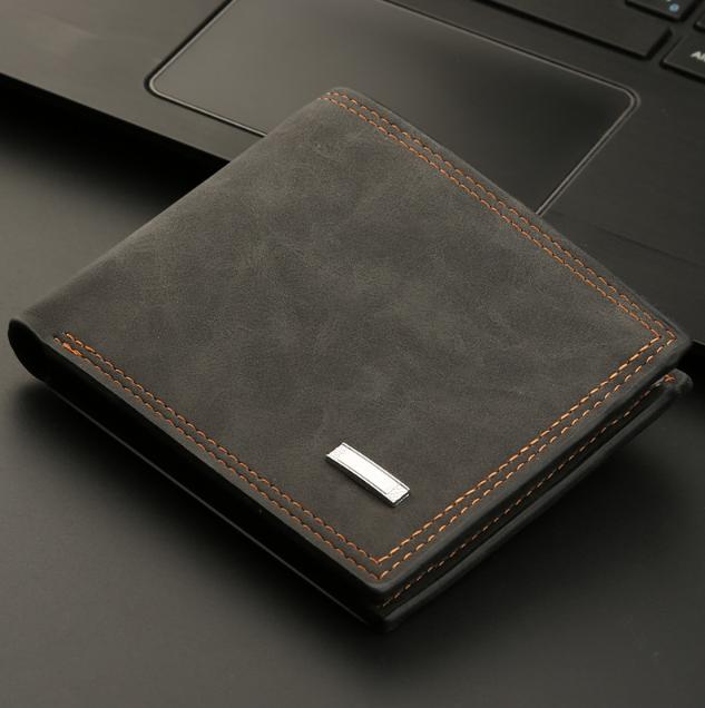 2-Piece Men's Vintage Style Bifold Wallet - Black