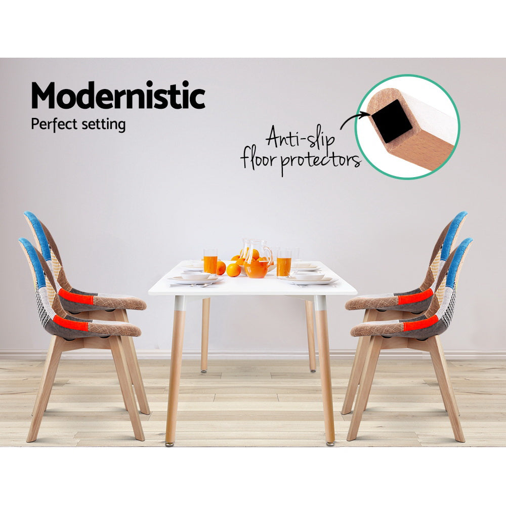 Artiss Retro Fabric Replica DSW Dining Chairs x 4
