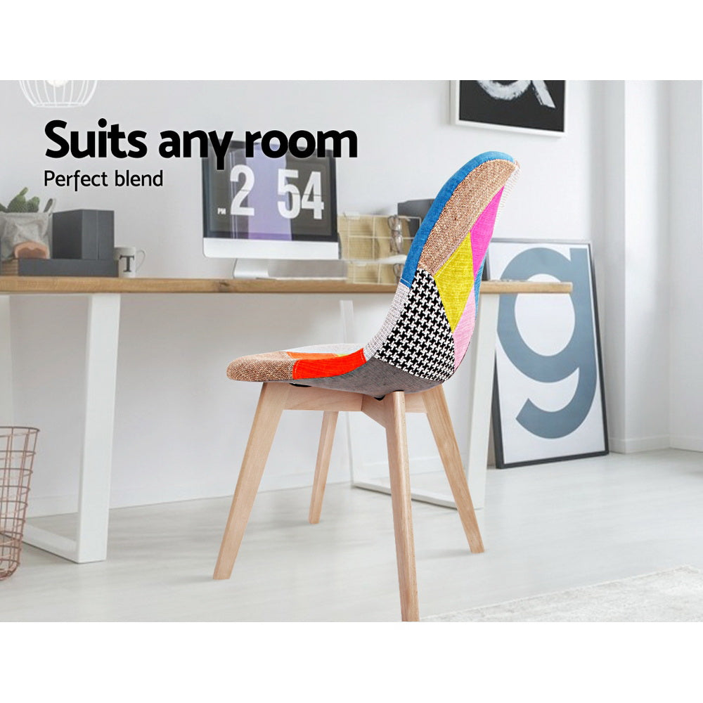 Artiss Retro Fabric Replica DSW Dining Chairs x 4