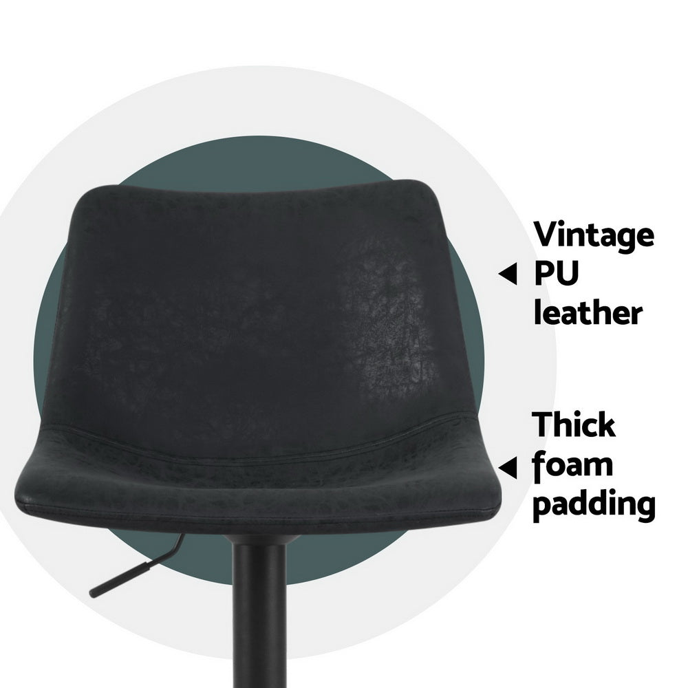 Artiss 4x Bar Stools Vintage Style Leather - Black