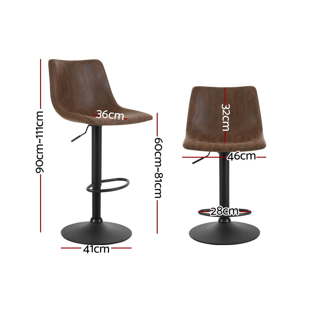 Artiss Vintage Gas Lift Bar Stools - Brown