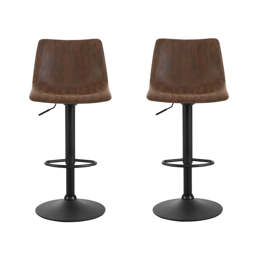 Artiss Vintage Gas Lift Bar Stools - Brown