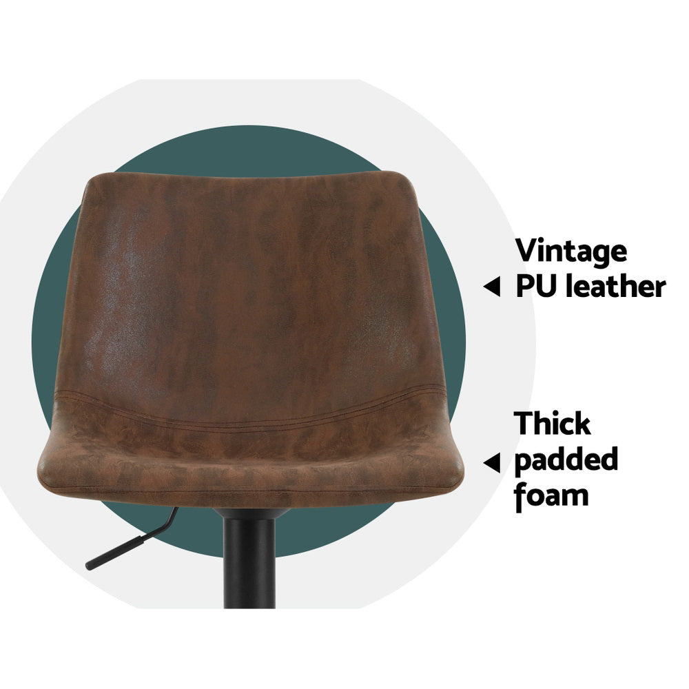 Artiss Vintage Gas Lift Bar Stools - Brown