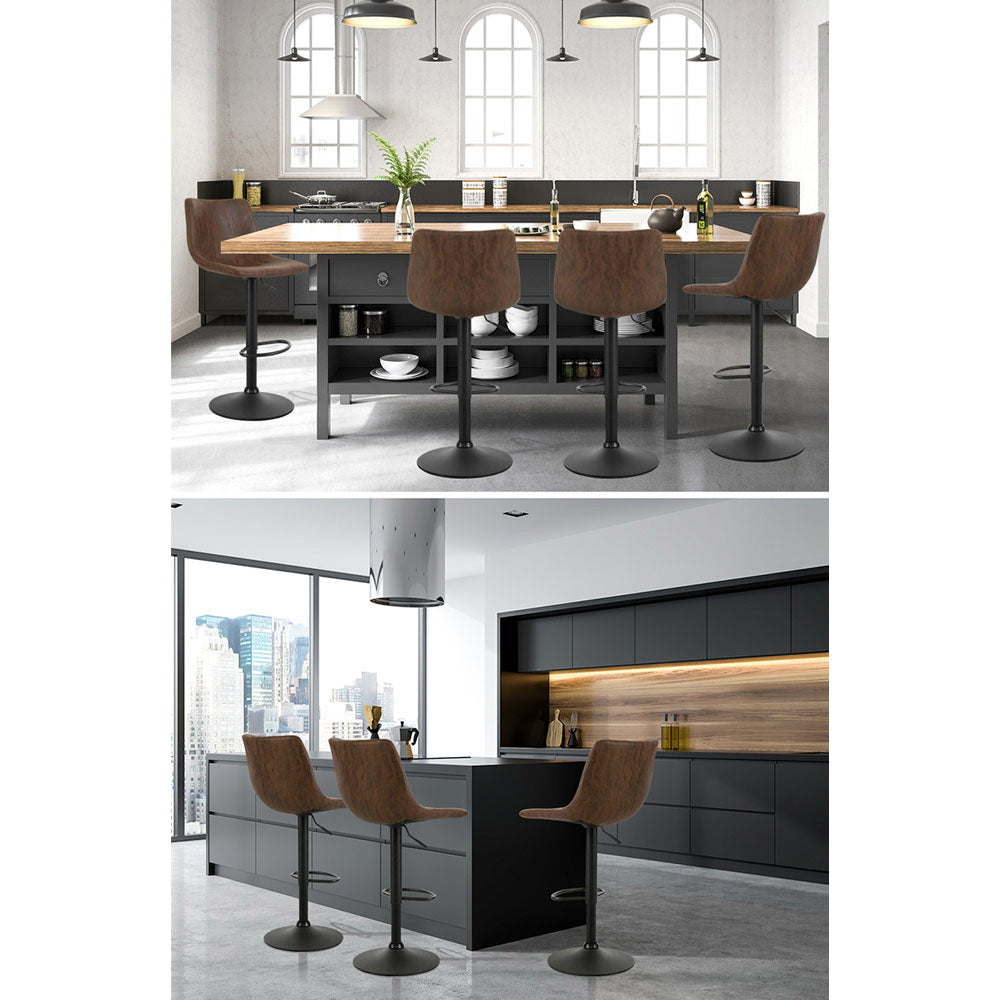 Artiss Vintage Gas Lift Bar Stools - Brown
