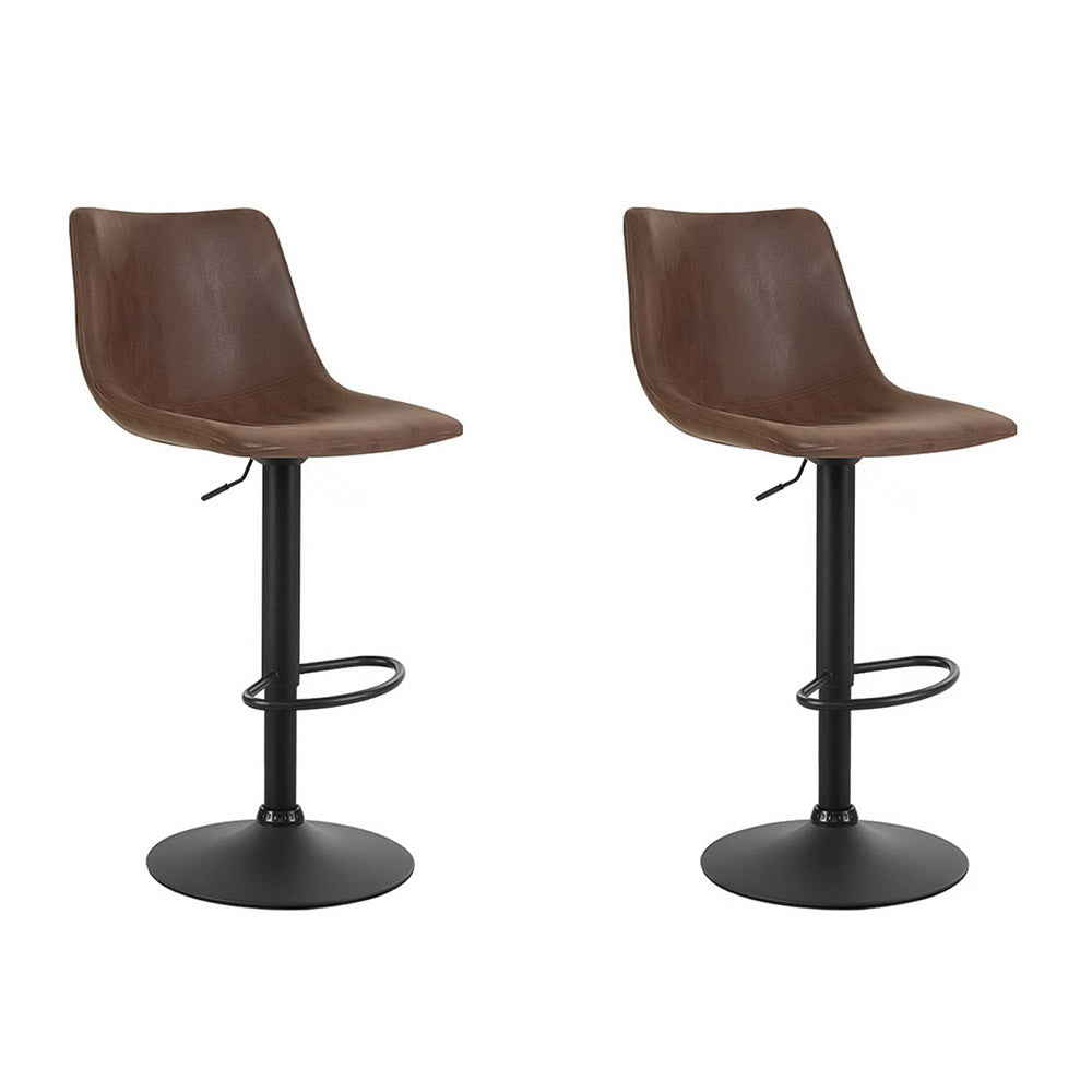 Artiss Vintage Gas Lift Bar Stools - Brown