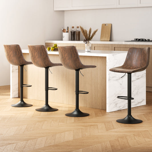 Artiss 4x Bar Stools Vintage Style Leather - Brown