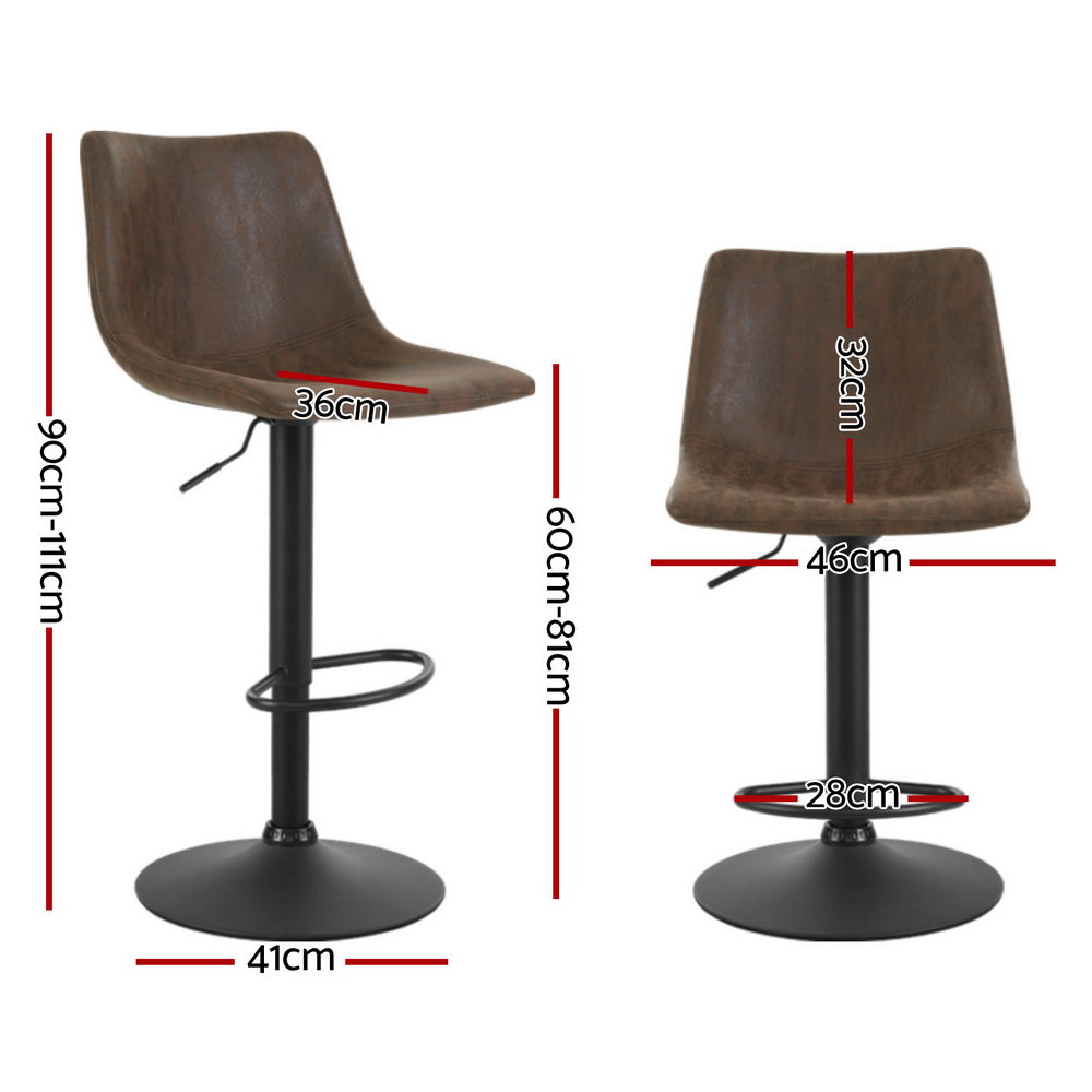 Artiss 4x Bar Stools Vintage Style Leather - Brown