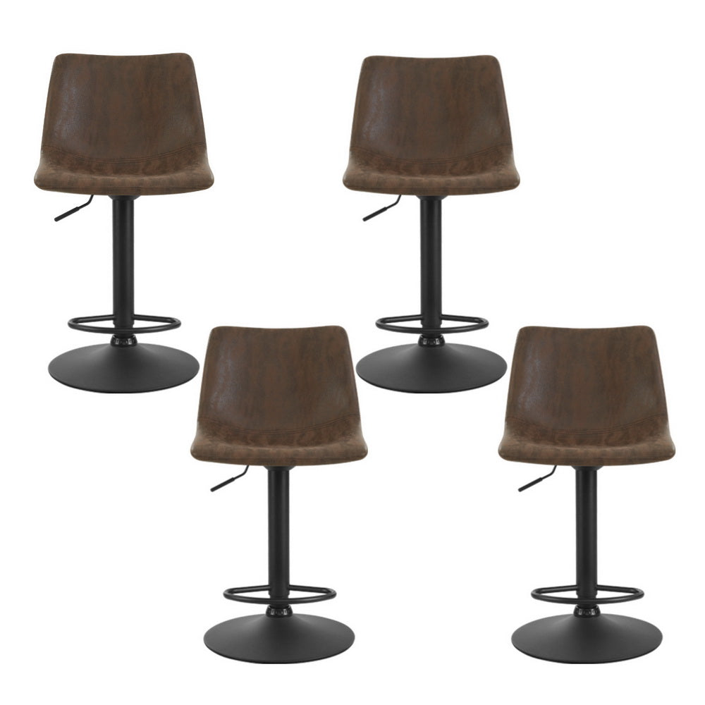 Artiss 4x Bar Stools Vintage Style Leather - Brown