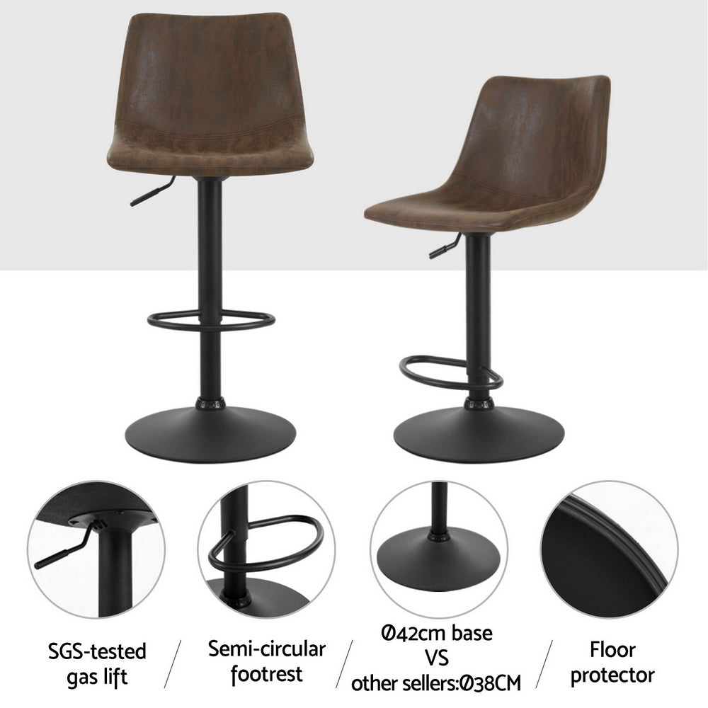 Artiss 4x Bar Stools Vintage Style Leather - Brown