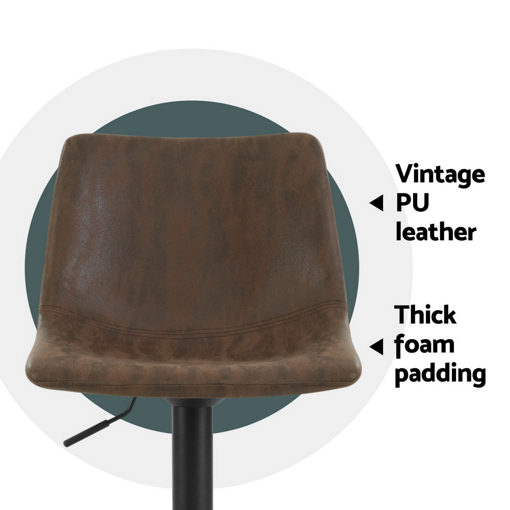 Artiss 4x Bar Stools Vintage Style Leather - Brown