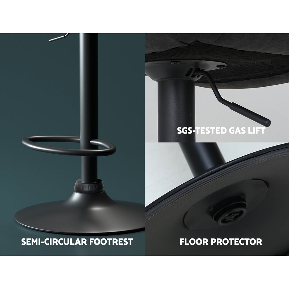 Artiss Rushal Leather Gas Lift Bar Stools x 2 - Black