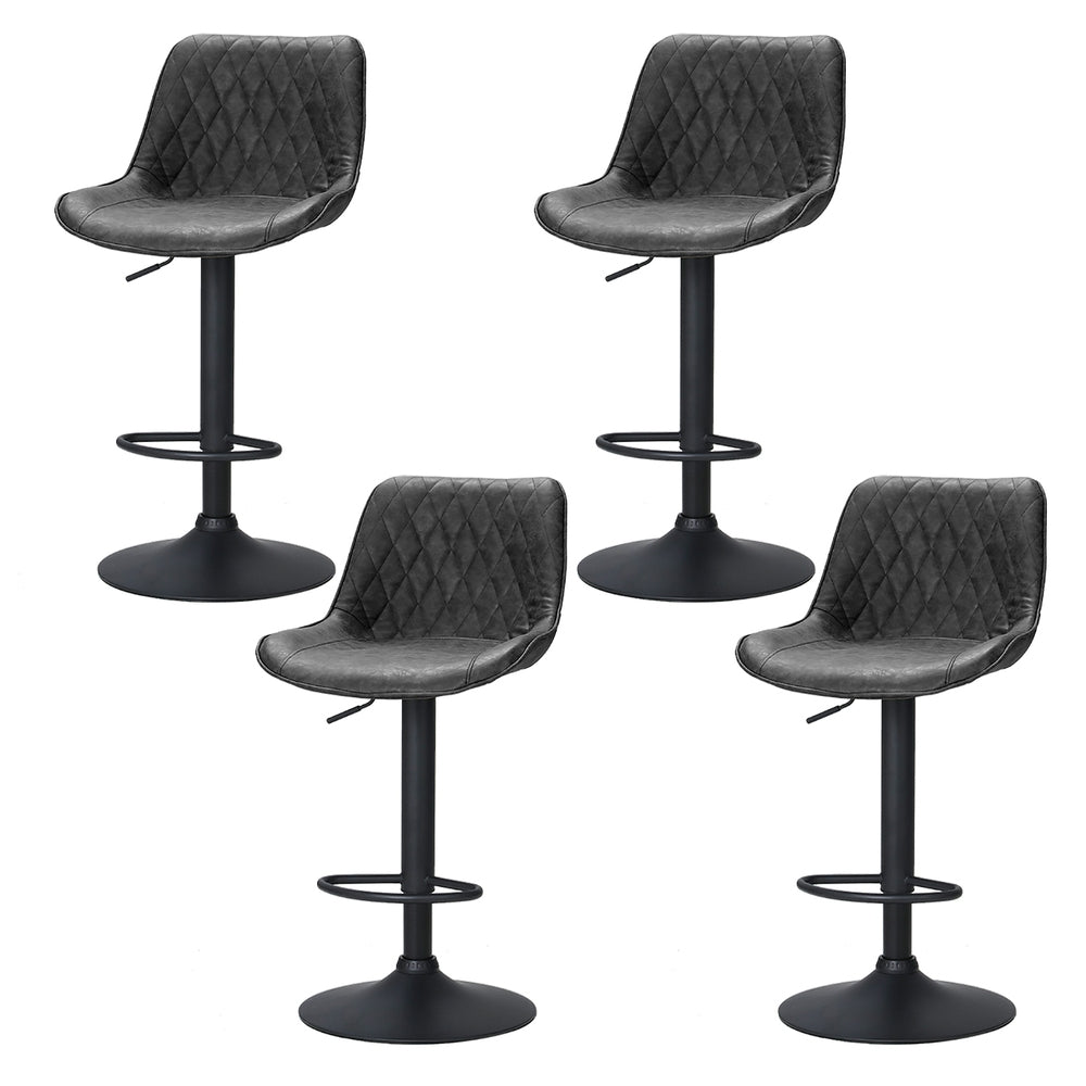 Artiss Vintage Leather Bar Stools x 4 - Black