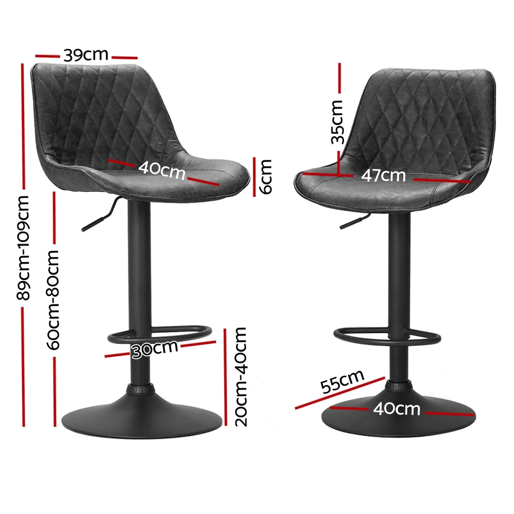 Artiss Vintage Leather Bar Stools x 4 - Black