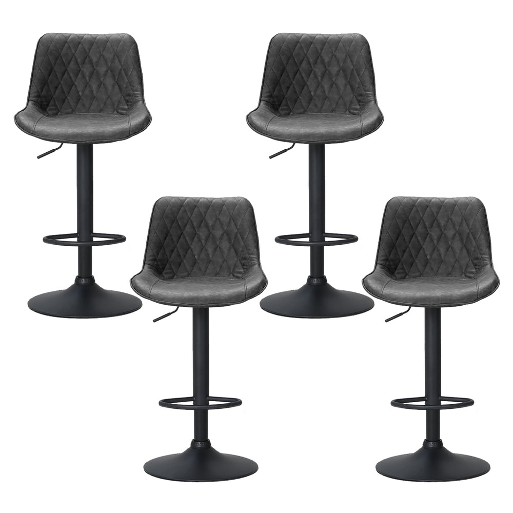 Artiss Vintage Leather Bar Stools x 4 - Black
