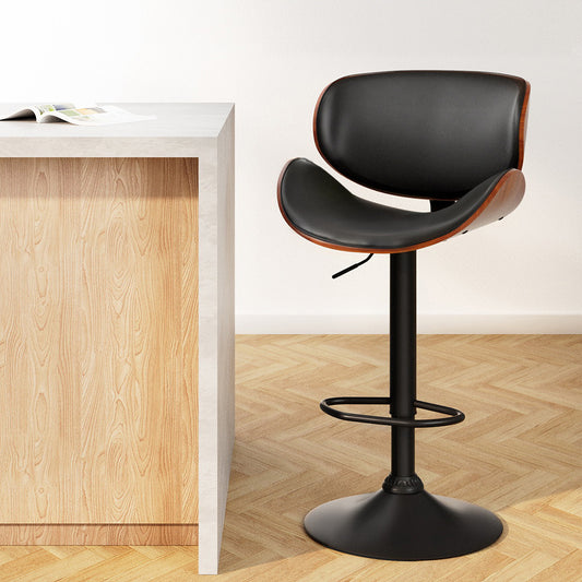 Artiss Vintage Style Leather Bar Stools - Black