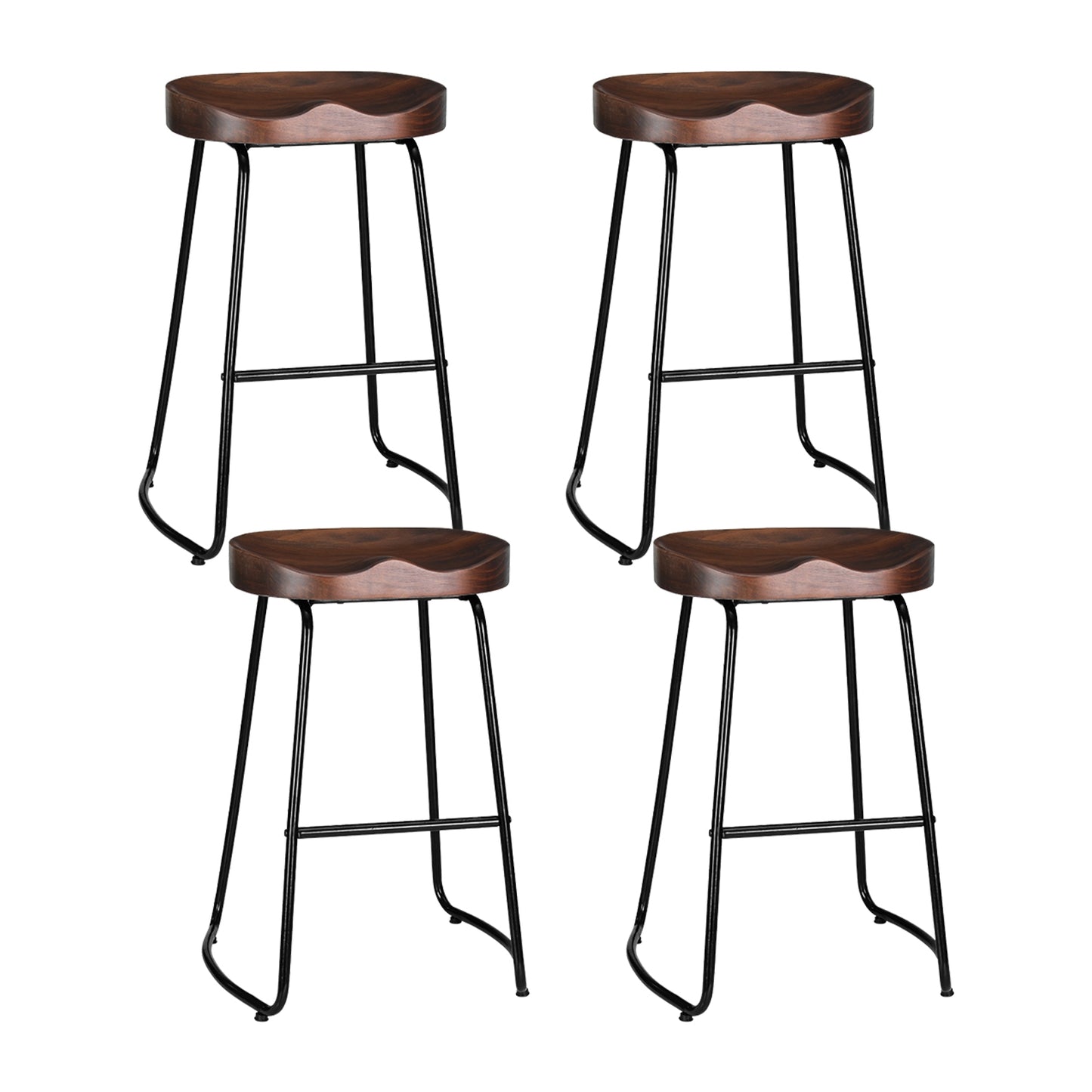 Artiss Tractor Seats Bar Stools x 4 - Elm Wood