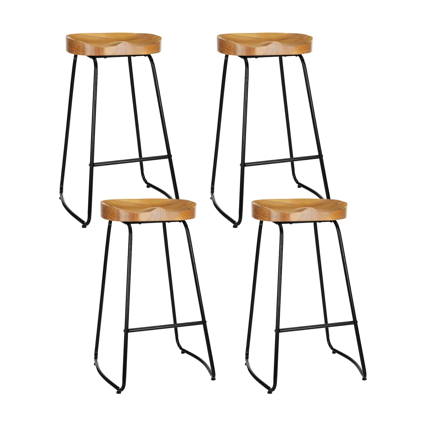 Artiss Bar Stools with Tractor Seat x 4 - Pine Wood