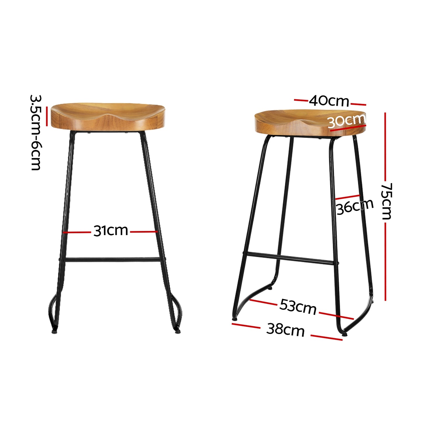 Artiss Bar Stools with Tractor Seat x 4 - Pine Wood