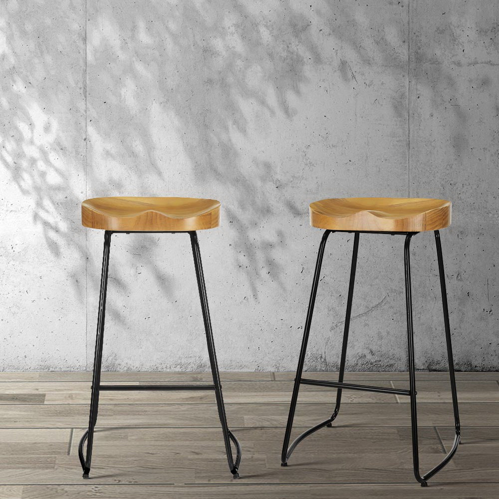 Artiss Bar Stools with Tractor Seat x 4 - Pine Wood
