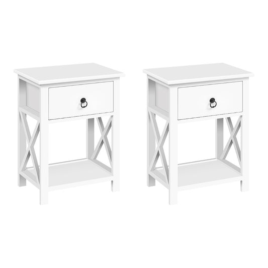 Artiss Emma Bedside Tables x 2 - White