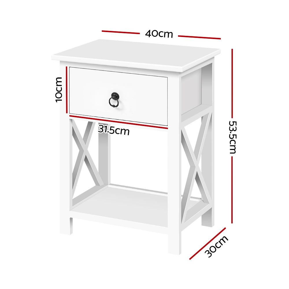 Artiss Emma Bedside Tables x 2 - White