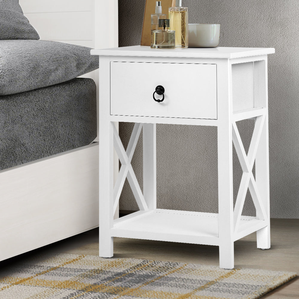 Artiss Emma Bedside Tables x 2 - White