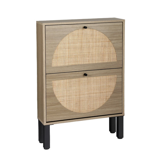 Artiss Rattan Shoe Rack Cabinet with 2 Drawers