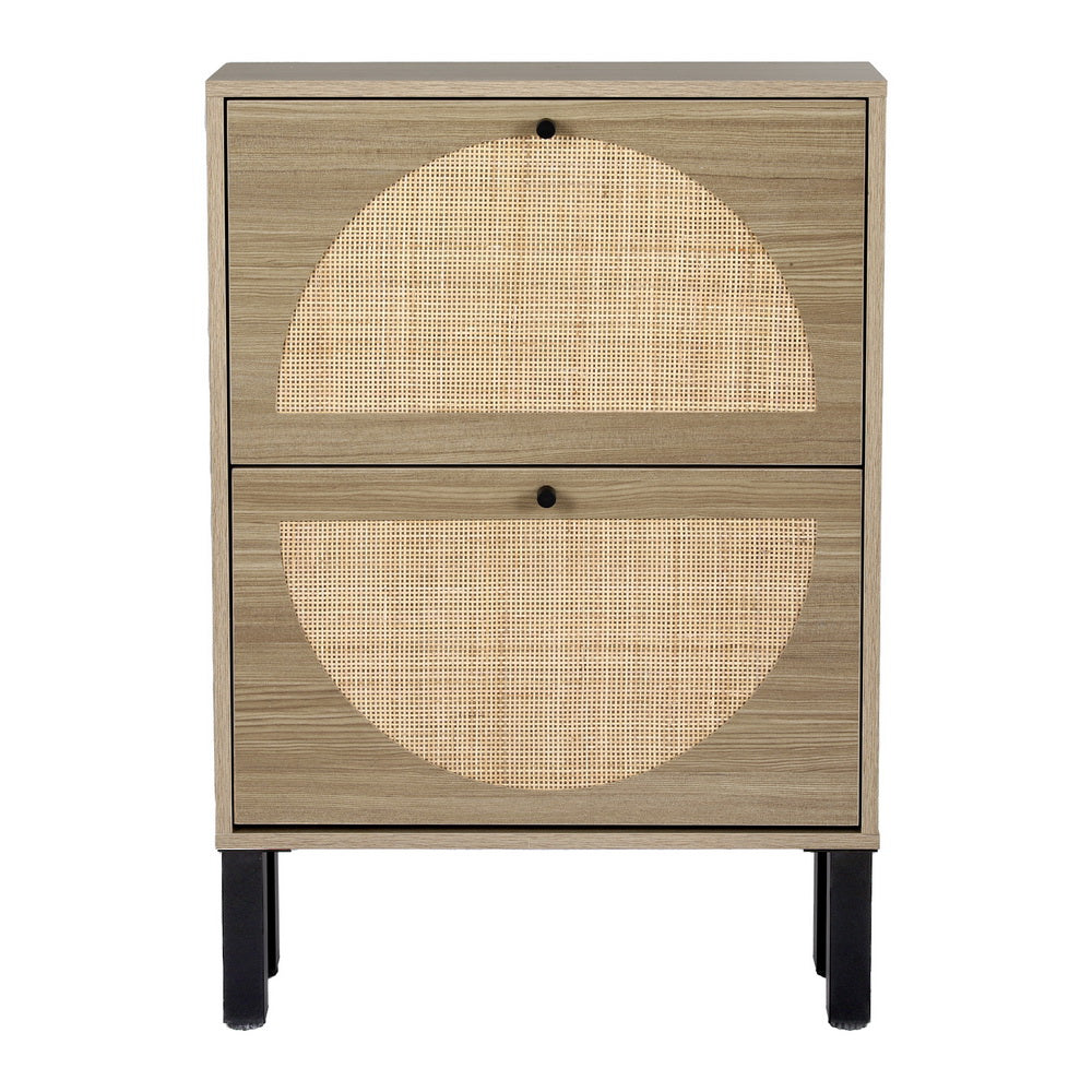 Artiss Rattan Shoe Rack Cabinet with 2 Drawers
