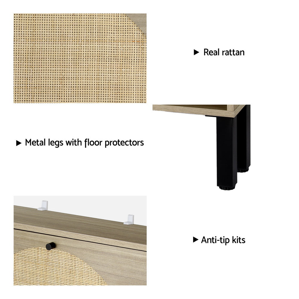 Artiss Rattan Shoe Rack Cabinet with 2 Drawers