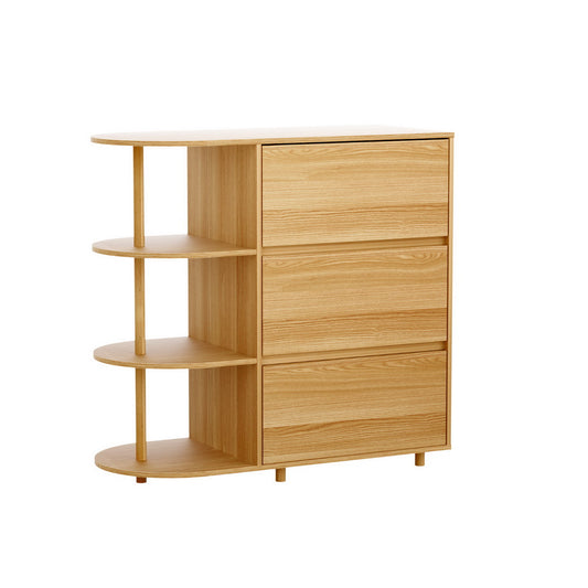 Artiss Chest of 3 Drawers with Storage Cabinet - Pine