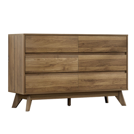 Artiss Xavi Chest of 6 Drawers - Walnut