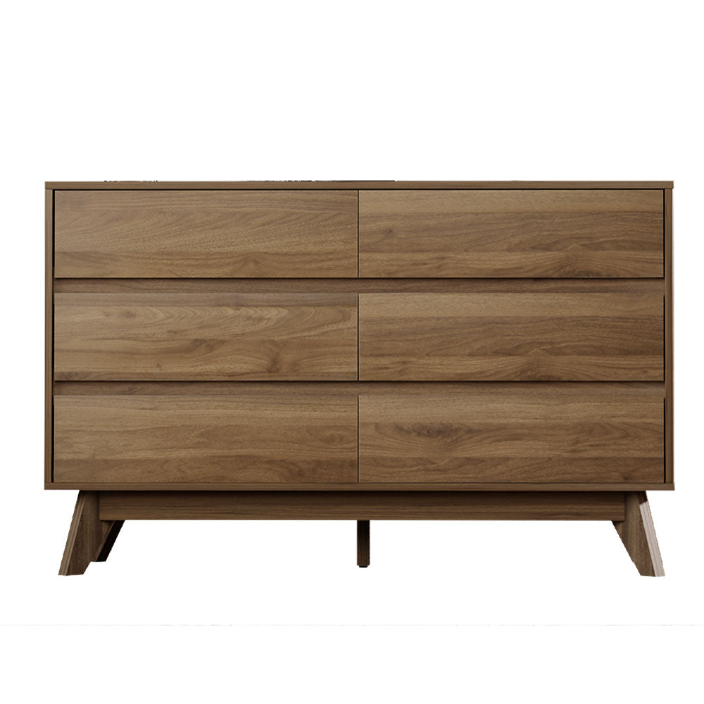 Artiss Xavi Chest of 6 Drawers - Walnut
