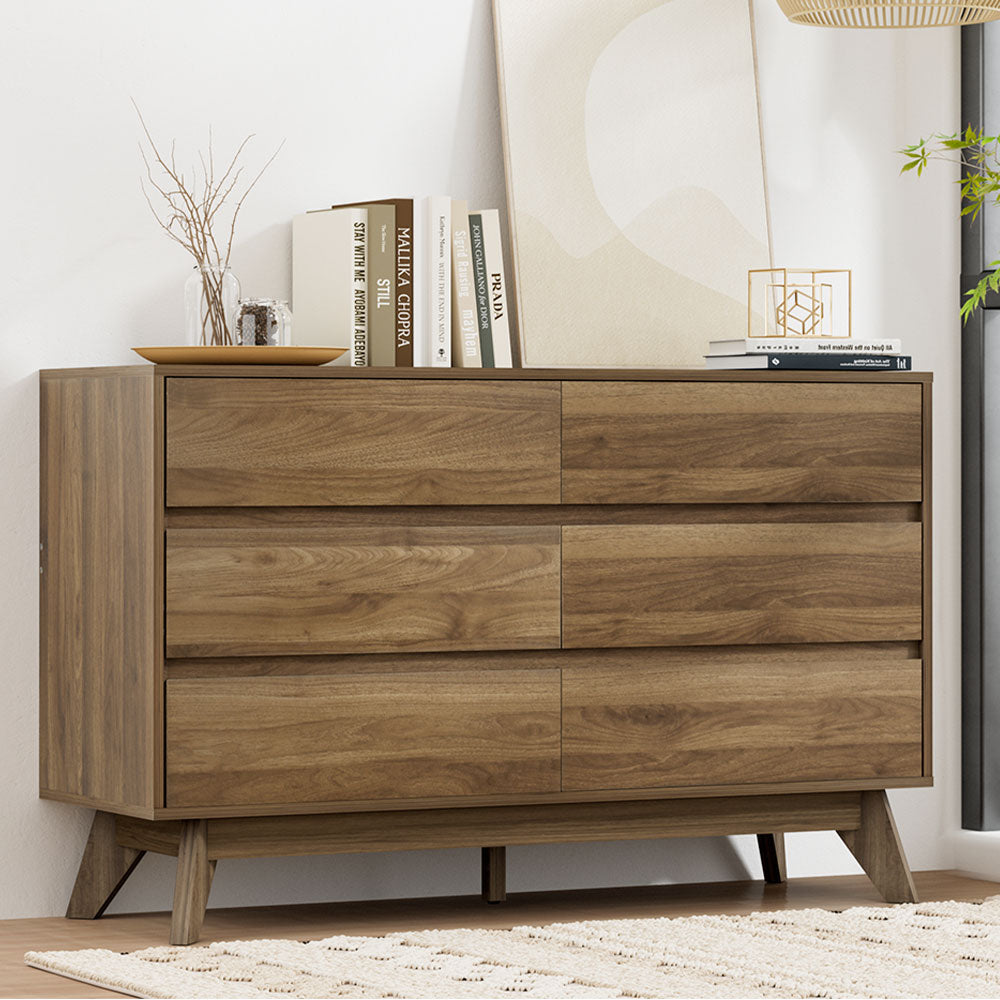 Artiss Xavi Chest of 6 Drawers - Walnut