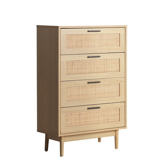 Artiss Briony Tallboy with 4 Drawers - Rattan