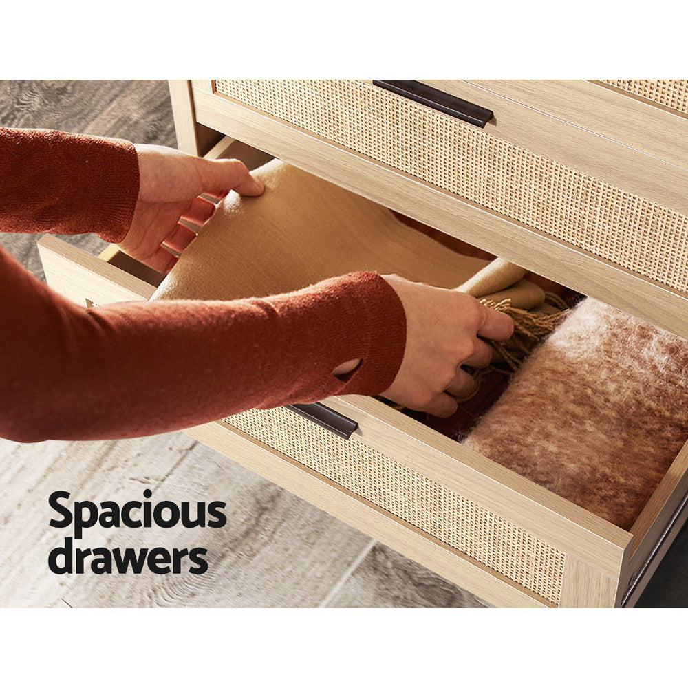 Artiss Briony Tallboy with 4 Drawers - Rattan