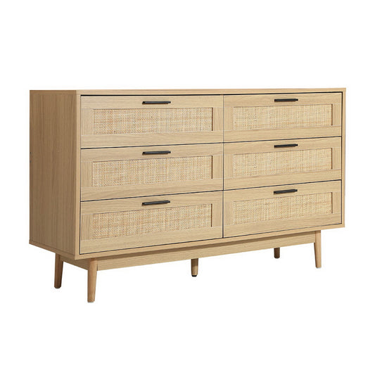 Artiss Briony Chest of 6 Drawers - Rattan
