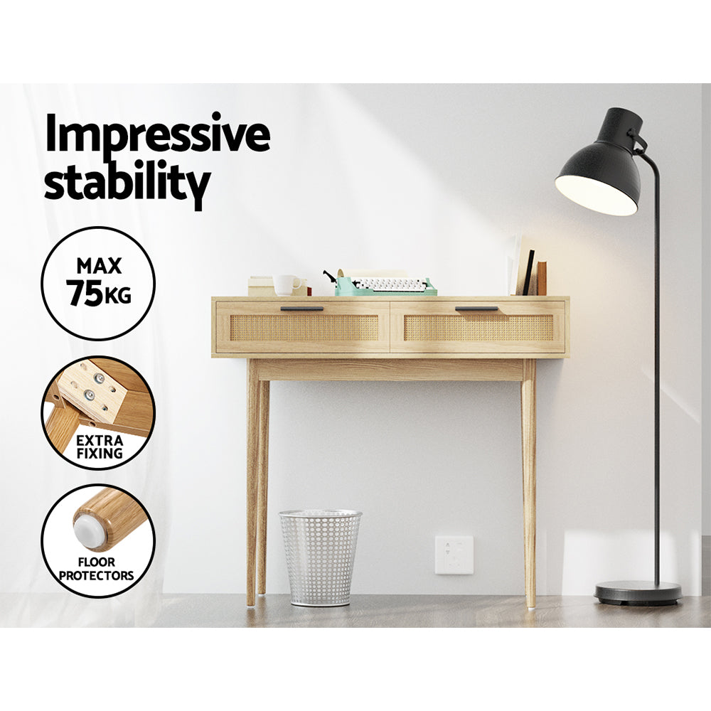 Artiss Console Table with 2 Drawers - Rattan