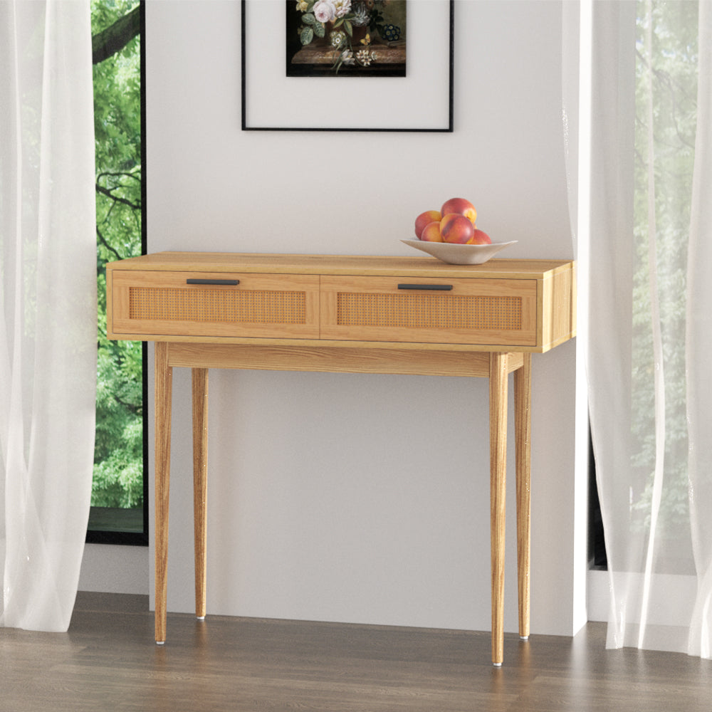 Artiss Console Table with 2 Drawers - Rattan