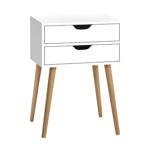Artiss Bodie Bedside Table with 2 Drawers - White