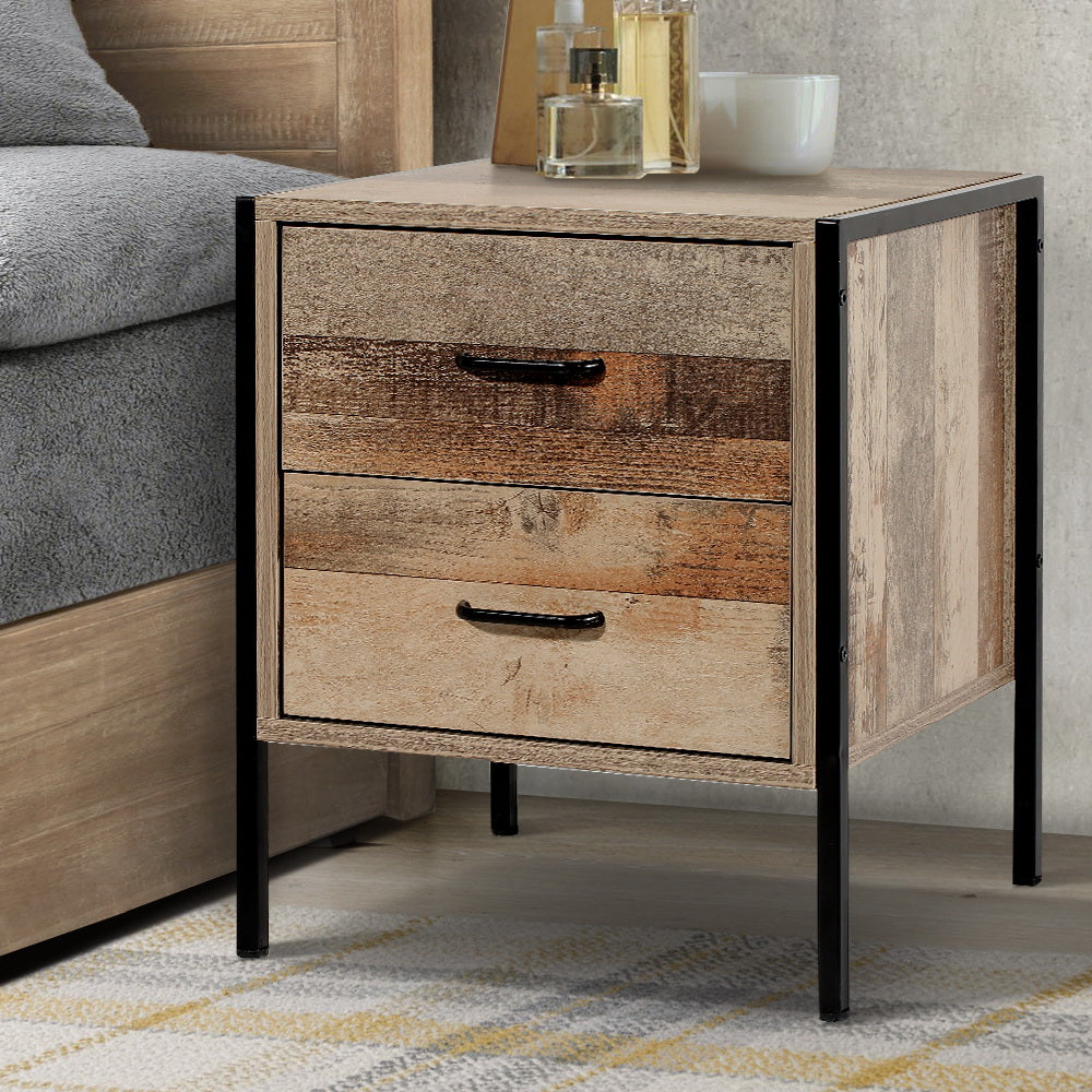Artiss Barnly Bedside Table with 2 Drawer