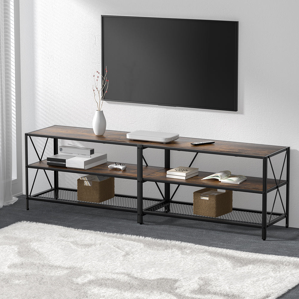 Artiss Entertainment Unit TV Stand 3-tier - Rustic Walnut