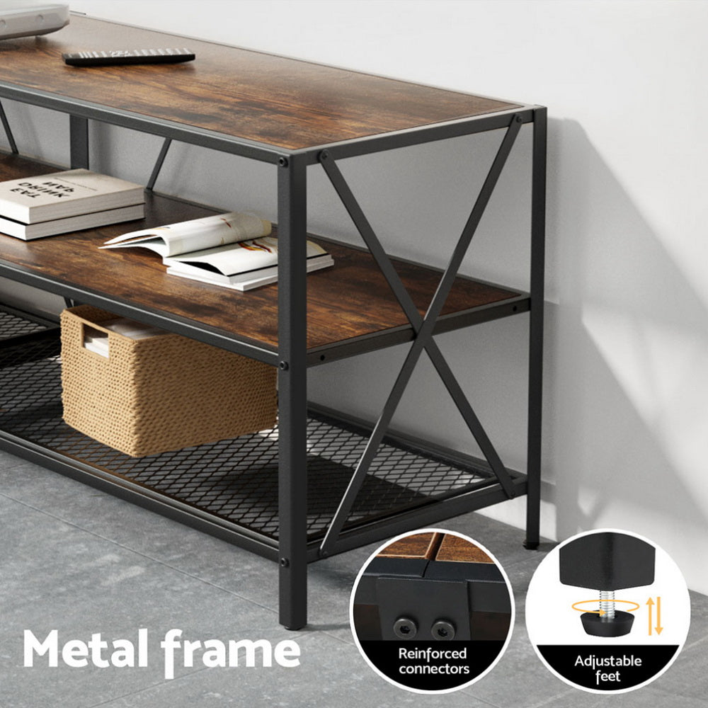 Artiss Entertainment Unit TV Stand 3-tier - Rustic Walnut