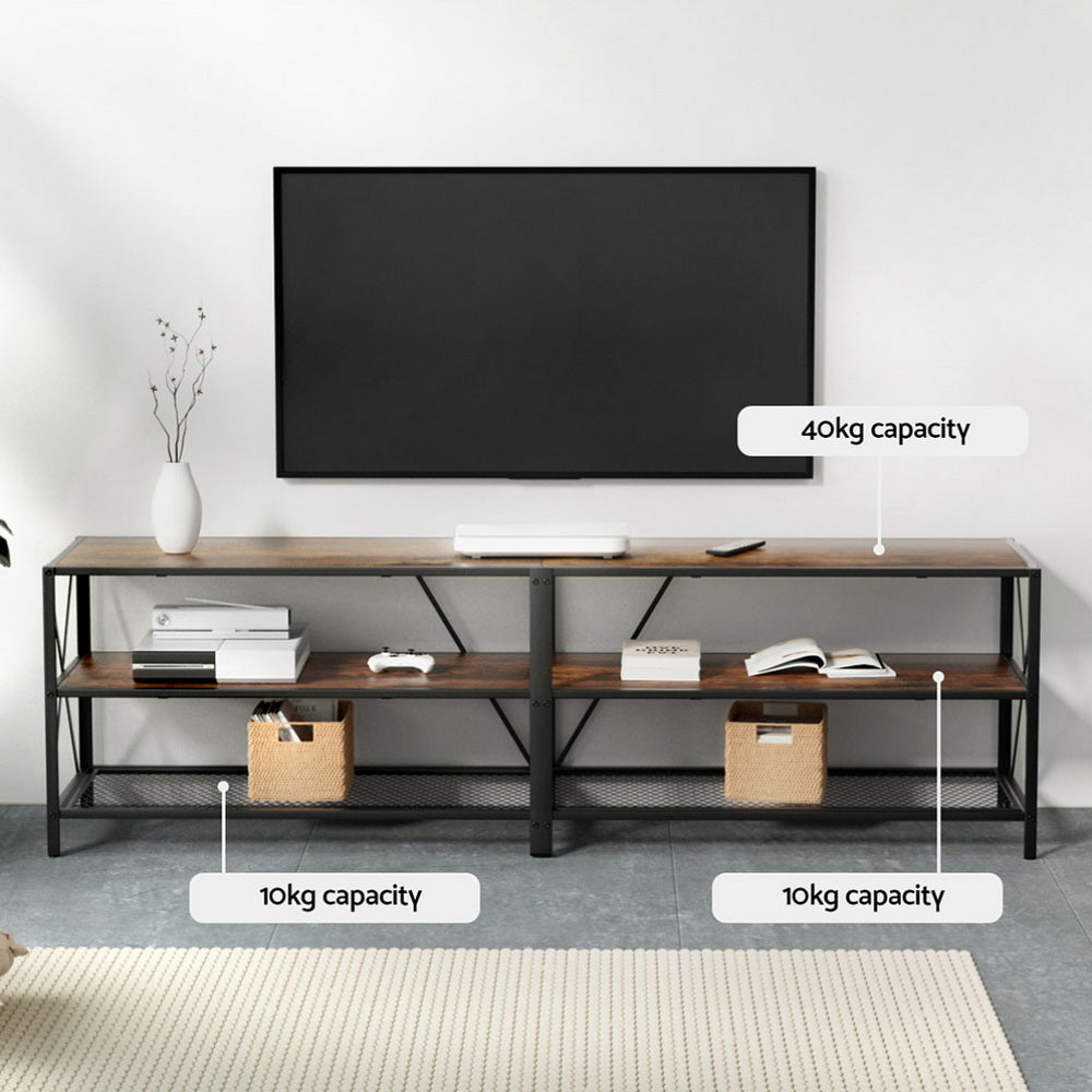 Artiss Entertainment Unit TV Stand 3-tier - Rustic Walnut