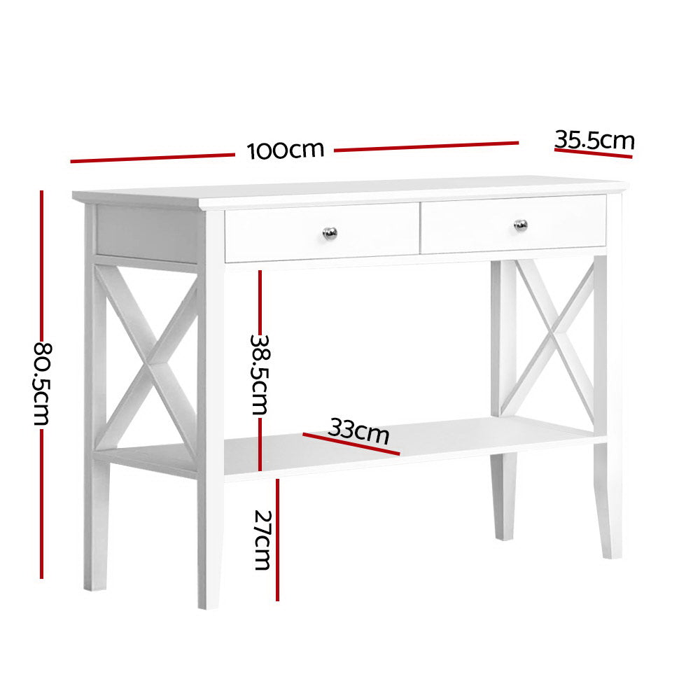 Artiss Console Table 2 Drawers - White
