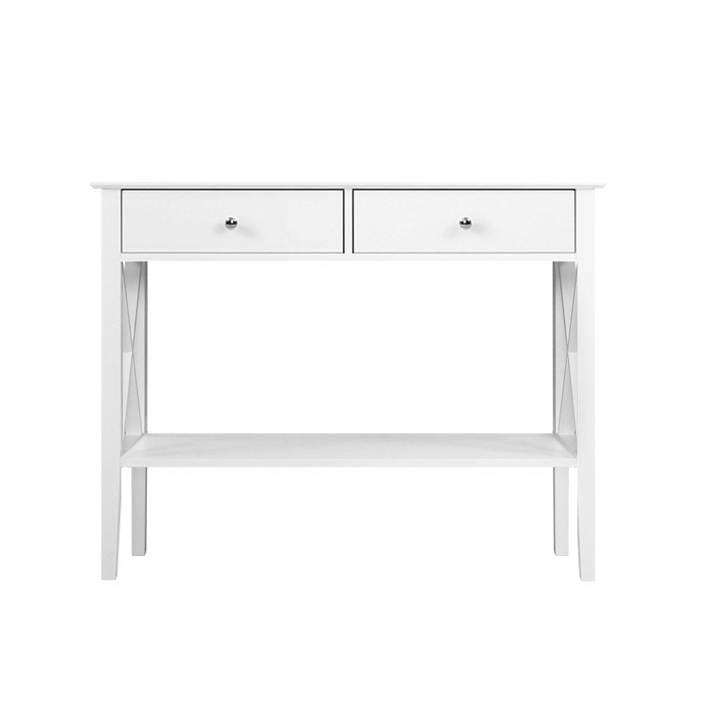 Artiss Console Table 2 Drawers - White