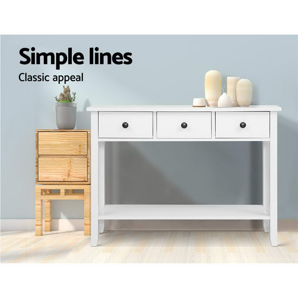Artiss Console Table with 3 Drawers - White