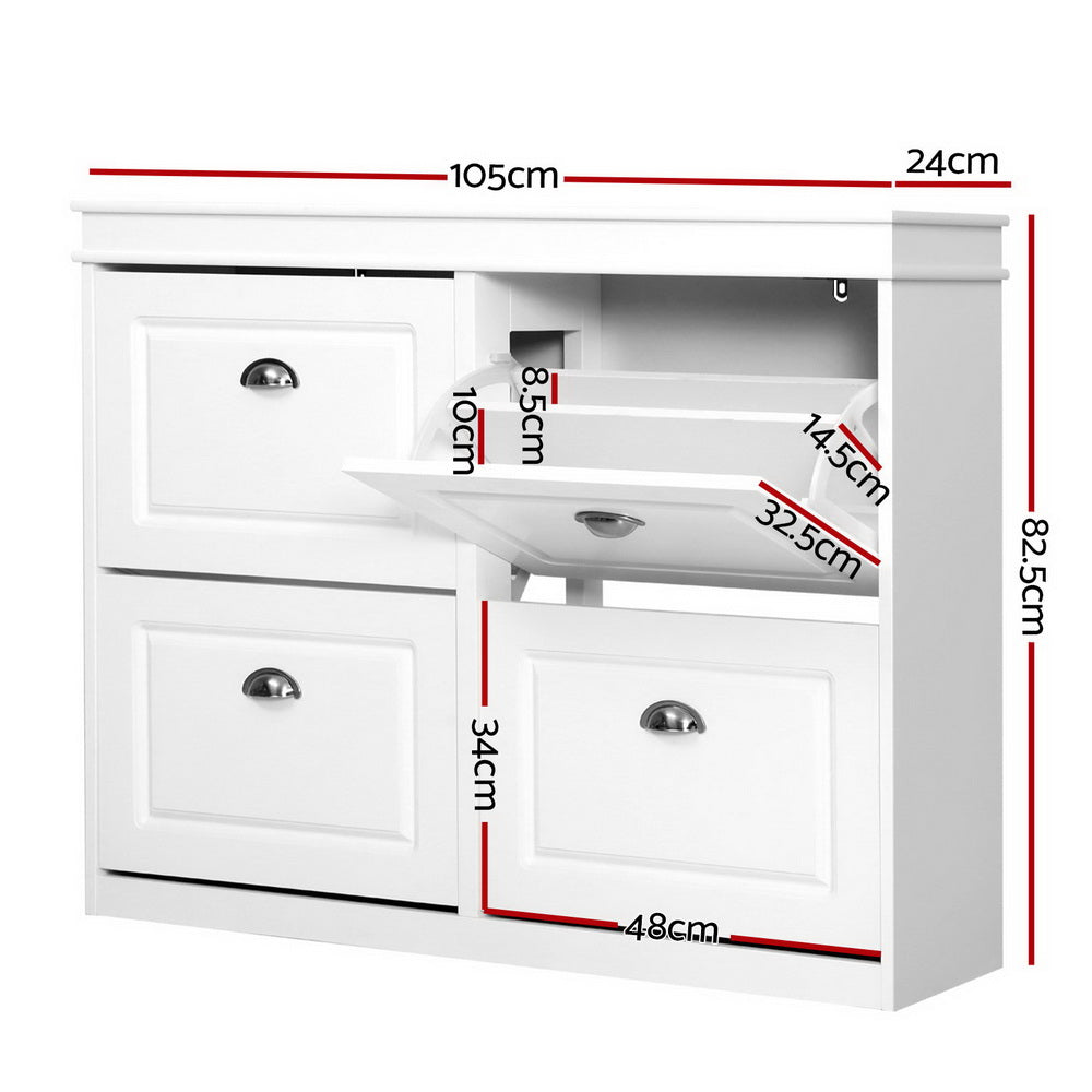 Artiss Shoe Rack Bench - Large White