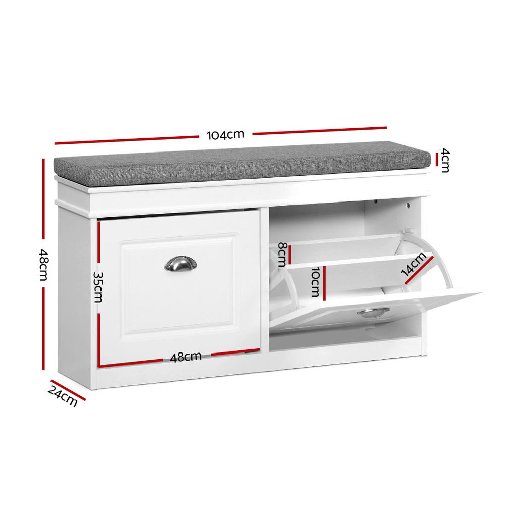 Artiss Shoe Rack Bench - Small White